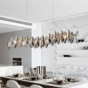 Grey Glass Oval-Shaped Island Lamp Modern Restaurant Pendant Light Fixture in Gold