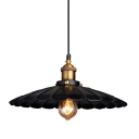 Scalloped Shade Single Pendant Light in Vintage Style for Dining Room Kitchen Restaurant in Black
