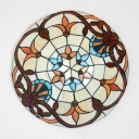 Tiffany Victorian Domed Flush Mount Light Stained Glass Flush Ceiling Light in Brown for Bedroom