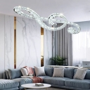 Modern Musical Note Hanging Pendant Light Stainless-Steel Chandelier with Clear Crystal Decoration