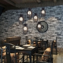 Vintage Industrial Tubular Pendant Lamp with Cage 3 Lights 25.5 Inchs Long LED Pendant Light