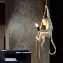 Art Deco Monkey Hanging Lamp Resin Single-Bulb Kids Bedroom Down Lighting Pendant