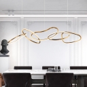 5 Irregular Rings Island Light Fixture Minimalist Metal LED Hanging Ceiling Light in Gold