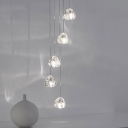 Rock Shaped Clear Crystal Suspension Lamp Simplicity Chrome LED Multi Pendant Light Fixture