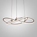 Goden Twisting Metal Pendant Lamp Simplicity LED Ceiling Chandelier Light in Warm Light