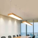 Bar Shaped Wooden Island Light Minimal Wood LED Hanging Pendant for Dining Room Bedroom