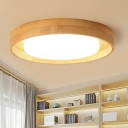 Nordic Circle Flush Ceiling Light 2 Inchs Height Wooden Bedroom LED Flushmount Lighting