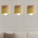 Cylinder Pendant Lamp Macaron Colorful Metal Single Head Hanging Light for Children Room