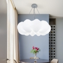Plastic White Cloud Hanging Lamp Romantic Modern Ceiling Pendant for Bedroom in 3 Colors Light