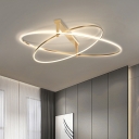 Double Rings Postmodern Orbit Ceiling Flush Light Metal Bedroom LED Flush Mounted Lamp in Gold
