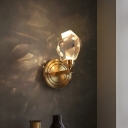 Postmodern Gem Shaped Wall Sconce Beveled Crystal Dining Room LED Wall Mount Light in Brass, Warm/White Light