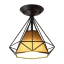 Basket Cage Shade Ceiling Light Industrial Style Metal Ceiling Mount with 1 Light Semi Flush for Hallway