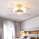 Metal Ceiling Mount Retro Industrial Style Ceiling Light with 5 Light Metal Cage Shade Semi Flush for Bedroom