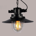 Nautical Style 1 Light Saucer LED Pendant 12 Inchs Wide with Glass Shade and Rope Chain