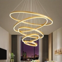 Modern Chandelier 5 Tiers LED Collection Pendant Light Fixture Cord Adjustable Brushed Acrylic Circular Led Chandelier