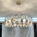 Rectangle Shaped Ring Suspension Light Simple Brass LED Chandelier with Crystal Accents