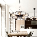 Retro Style 5 Lights Ceiling Fan Shape LED Hanging Pendant with Cage