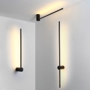 Black Linear Wall Lamp Aluminum Simple Design Minimalist Style LED 2 Light Wall Sconce