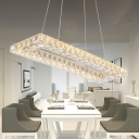 Rectangle Clear Crystal Chandelier Light Fixture Simple 8 Inch Wide LED Hanging Ceiling Light