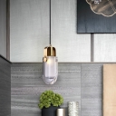 Geometric Crystal Down Lighting Simple 4 Inchs Wide Bedroom Hanging Pendant Light in Gold