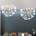Acrylic Shade LED Firefly Chandelier with Height Adjustable Gold Chandeliers for Living Room Bedroom Restaurant