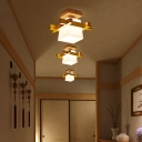Asian Stylish Flushmount Light Wooden 1 Light Ceiling Lamp for Shop Dining Room