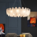 Clear Textured Glass Leaf Chandelier Contemporary 9.5 Inchs Height Hanging Light Kit