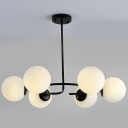 Postmodern Chandelier Metal Circle Ceiling Pendant with Bubble Frosted Glass Shade for Living Room