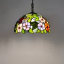 Green Single Pendant 16 Inchs Wide Tiffany Geometric Stained Glass Hanging Ceiling Light