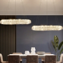 Crystal Oblong Island Light Contemporary Stainless-Steel LED Pendant Lighting Fixture