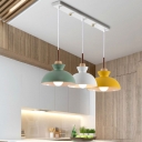Single Light Hanging Pendant Lamp Macaron Metal Shade Drop Light for Bedroom
