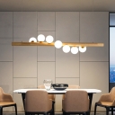 Modern Wood Pendant Light Linear Ceiling Fixture 2