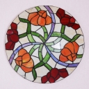 Morning Glory Floral Motif Tiffany Flush Mount Ceiling Light Country Style in Orange-Red