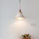 Bowl Dining Room Pendant Light Cement Single Head Modern Style Suspension Light Fixture in White