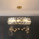 Clear Crystal Ceiling Chandelier Fixture Modern Brass Crystal Prism Pendant Lamp in 3 Colors