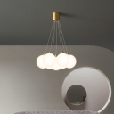 Gold Metal Modern Living Room Suspension Lighting White Glass Balloon Design Chandelier