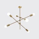 39.5 Inchs Wide Sputnik Chandelier Lighting 6 Lights Modernism Metal Pendant Light Fixture in Gold