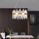 Circle Metal Ceiling Mount Modern Pendant with 1 LED Light Crystal Clear Shade Single Pendant for Dining Room