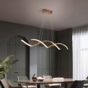 Wave Design Modern Dining Room Island Pendant Metal Metal Linear LED 2-Light Island Light