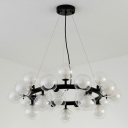 Clear Glass Globe Ceiling Chandelier Modernism 25 Bulbs Black Pendant Light for Living Room