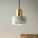 Cylindrical Marble Shade Modern Pendant with 1 Light Circle Ceiling Mount Single Pendant for Living Room