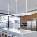 Contemporary Disc LED Pendant Light White Acrylic Shade for Dining Room