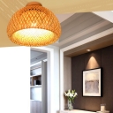 1 Head Handcrafted Semi Flush Mount Chinese Bamboo Ceiling Mounted Light in Beige