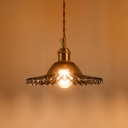 Restaurant Scalloped Edge Pendant Light Glass 1 Light Antique Stylish Brass Hanging Light