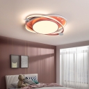 1 LED Light Creative Ceiling Light Acrylic Circle Shade Flush Mount Ceiling Fixture for Children Bedroom