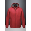 Modern Jacket Pure Color Zip-Fly Pockets Detail Long Sleeve Fit Hooded Jacket for Men