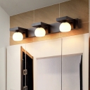 Walnut Brown Mirror Cabinet Wall Sconce Down Lighting Vanity Fixtures for Bathroom in Dark Wood