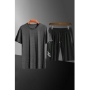 Simple Set Pure Color Short Sleeve Crew Neck T-Shirts Drawstring Waist Shorts Loose Two Piece Set
