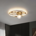 Contemporary LED Flush Mount Ceiling Light Fixture Metallic Round Close To Ceiling Lighting for Kitchen