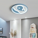 Cartoon Ceiling Light with 1 LED Light Circle Acrylic Shade Flush Mount Ceiling Light for Children Bedroom